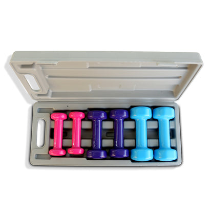 H PRO Premium Vinyl Dumbbell Vinyl Coated Weights with Carry Case | 6kg Set