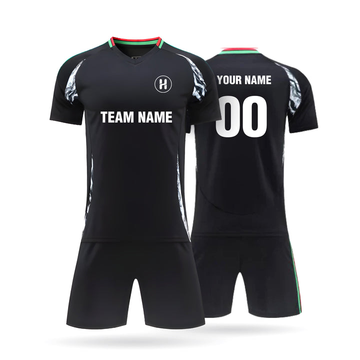Custom Black and White Fan Style Soccer Jersey