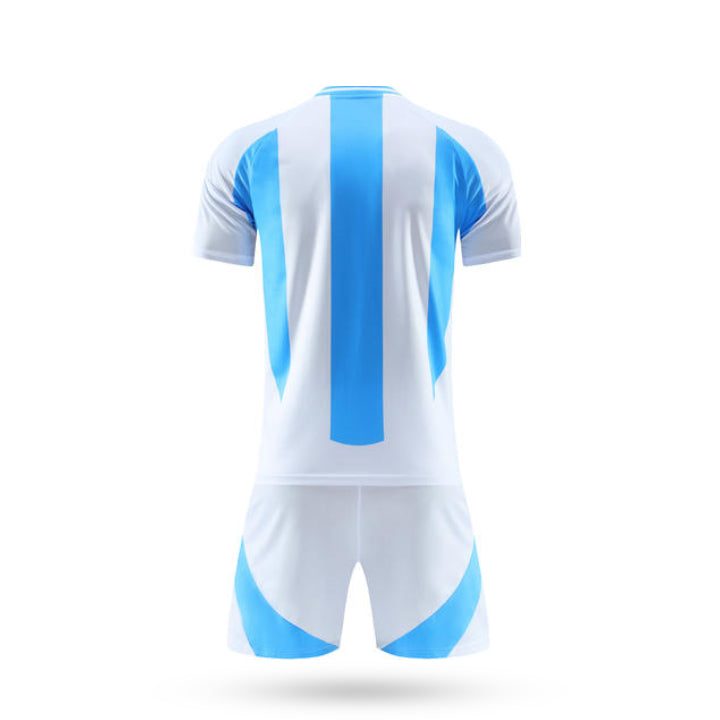 Rear view of the black Blackridge fan style soccer jersey highlighting the clean back panel and the continuation of the white abstract shoulder design.