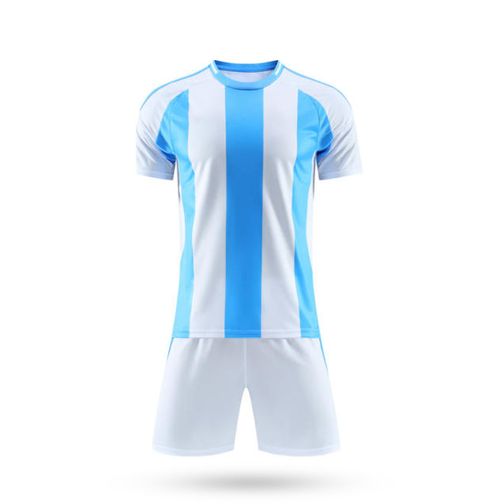 Front view of the Blackridge soccer jersey showcasing the sleek black base, white marble-style shoulder graphics, and a distinctive red and green striped collar.