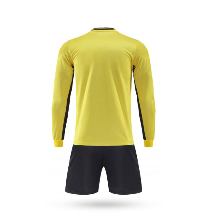 Custom Pulse Gear Yellow Soccer Jersey with Black Short Back View