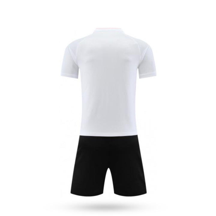 Custom Titan Edge White Soccer Jersey with Black Short - Back View