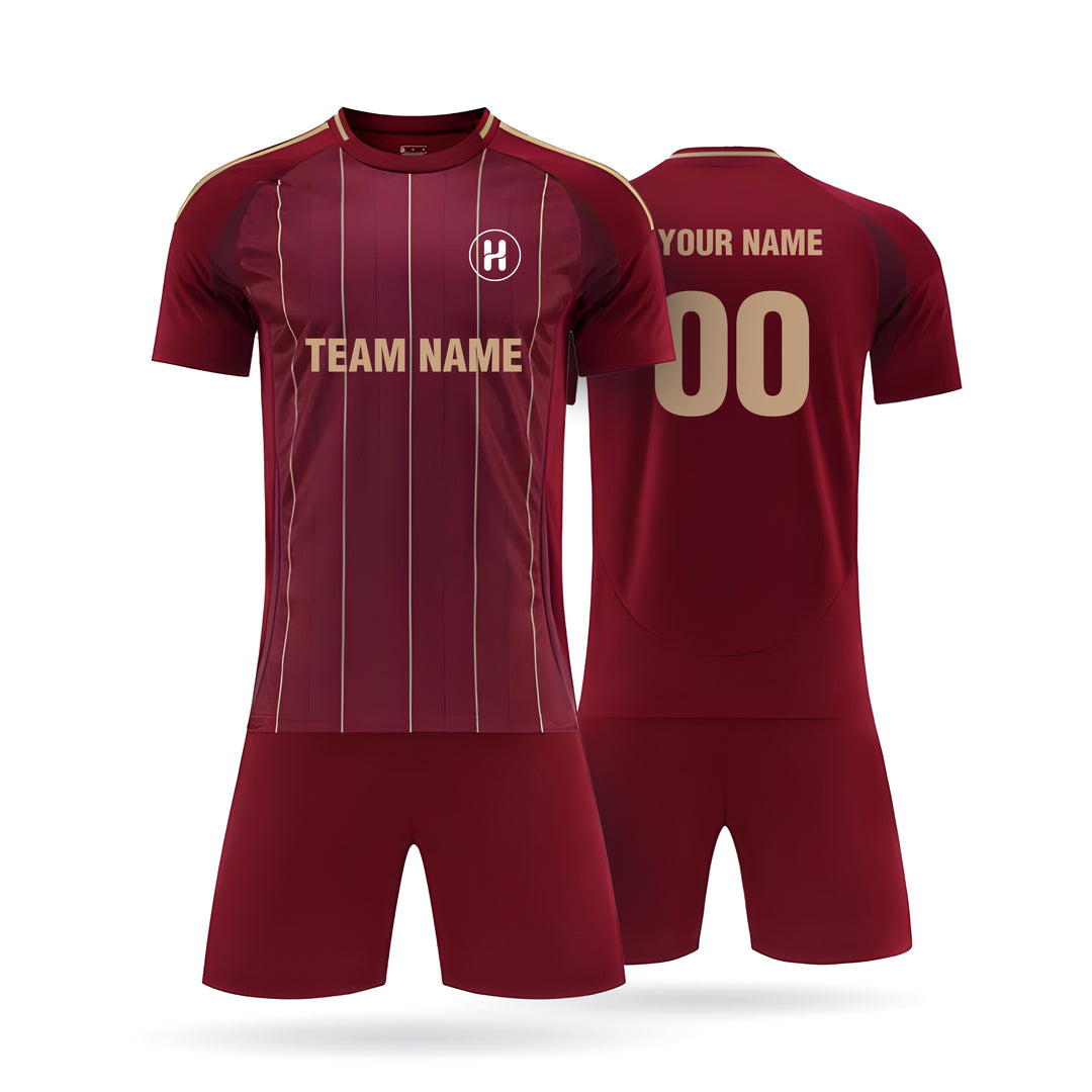 Full Custom Valorix soccer kit including jersey and shorts, showcasing team name and player number customization.