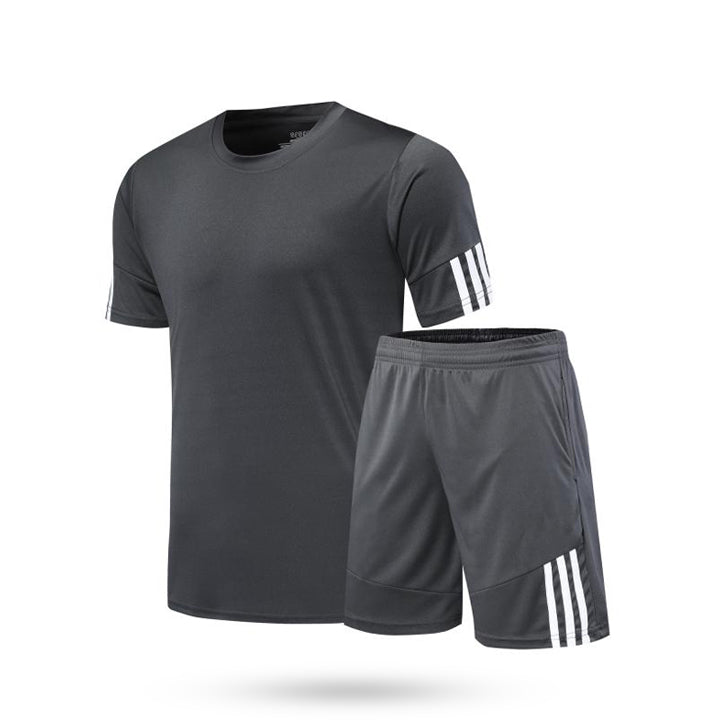 Charcoal grey Endline Surge soccer jersey and shorts set designed for training and competitive matches.