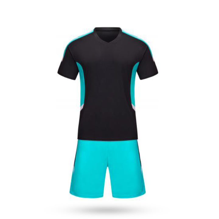 Forge Fit Black Jersey with Short in Cyan