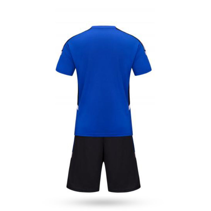 Forge Fit Blue Custom Soccer Jersey with Black Short Back View