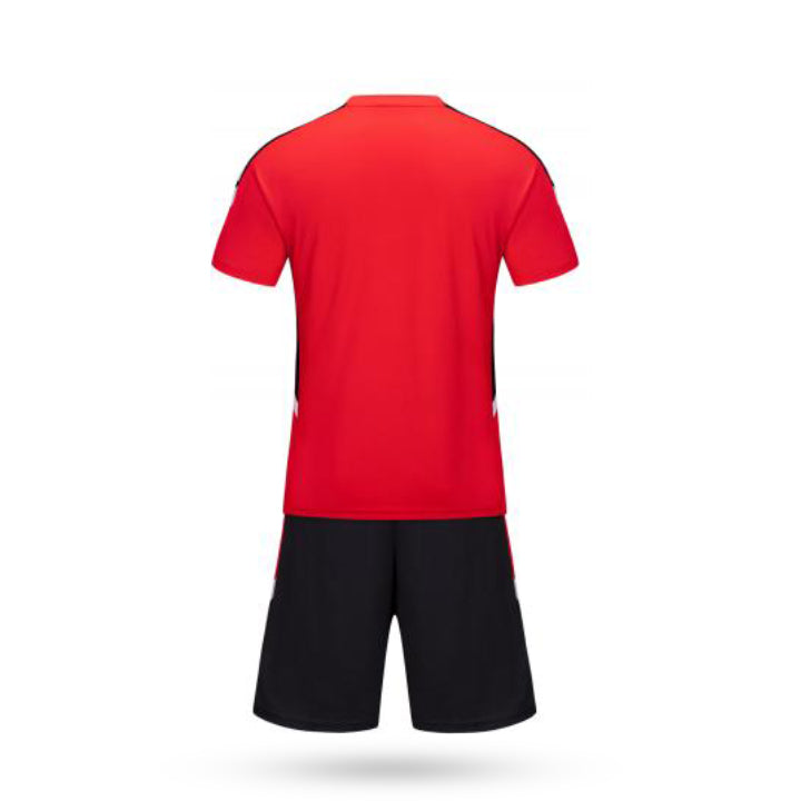 Forge Fit Red Custom Soccer Jersey with Black Short Back View