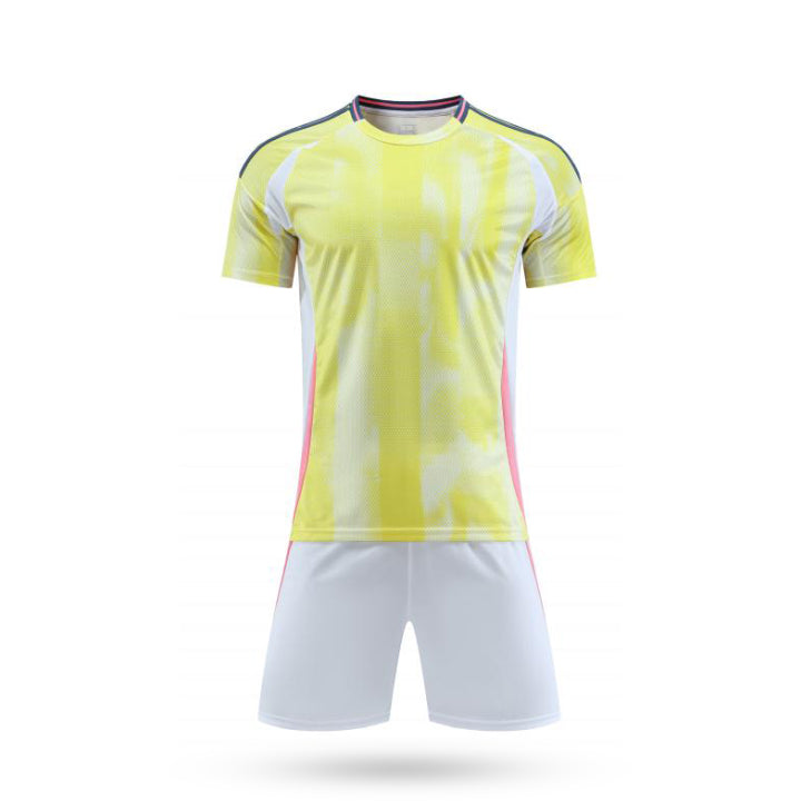 Light Kick Soccer Kit featuring a yellow soccer jersey with white shorts, lightweight breathable football uniform for training and match play