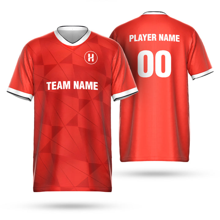 Full set view of the Phantom Rush kids soccer kit featuring a sleek dark base with vibrant electric accents and customizable team name.