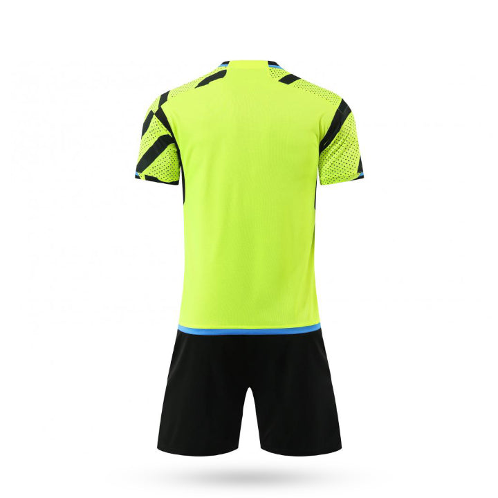 Rear view of the black Silveron fan style soccer jersey highlighting the clean back panel and the continuation of the white marble shoulder design.