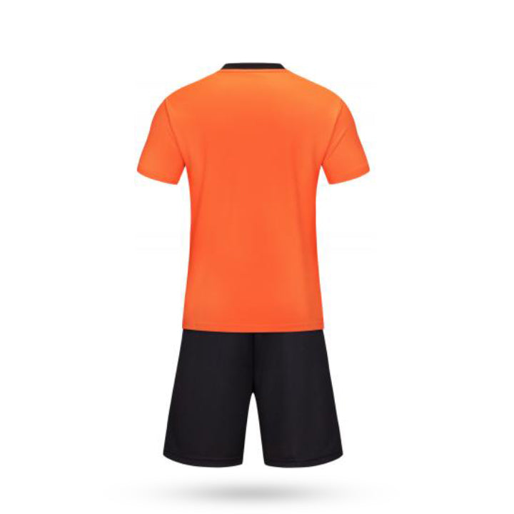 Orange Soccer Jersey with Black Short Back View
