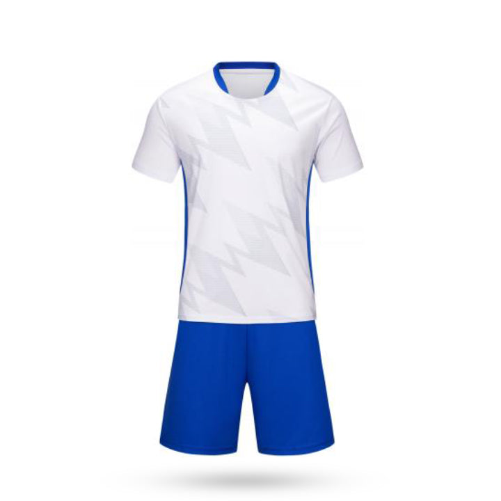Striker Style White Soccer Jersey with Blue Short