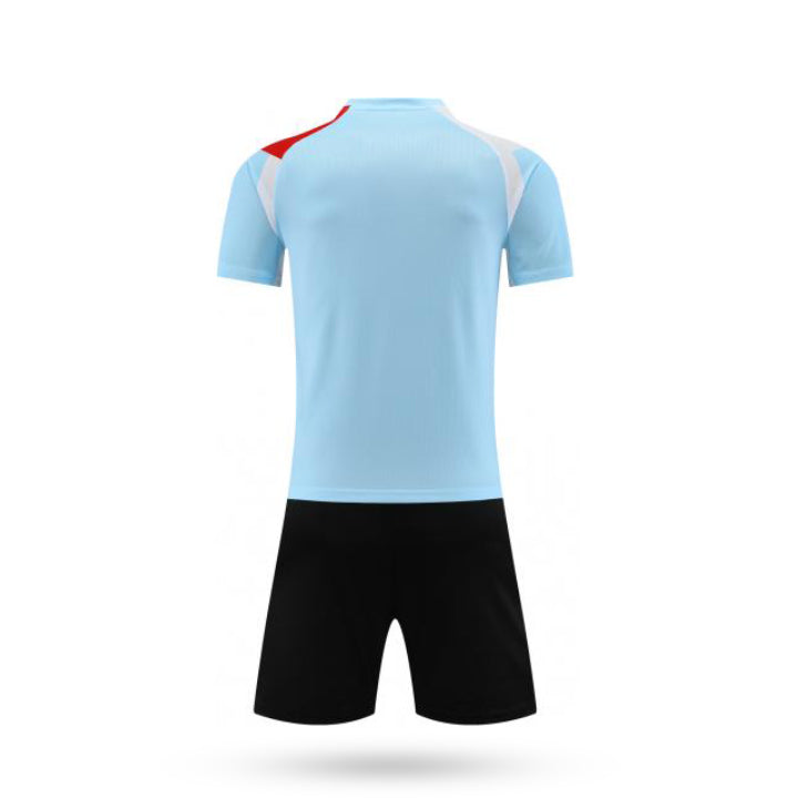 Velocity Vibes Blue Lagoon Soccer Jersey Back View with Black Short