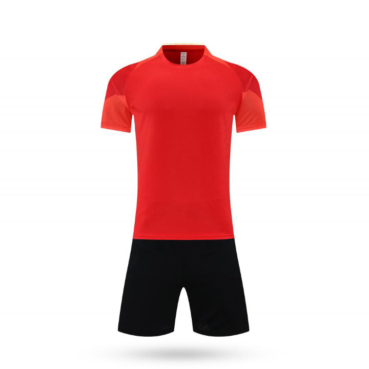 vortex kids soccer red jersey with black short